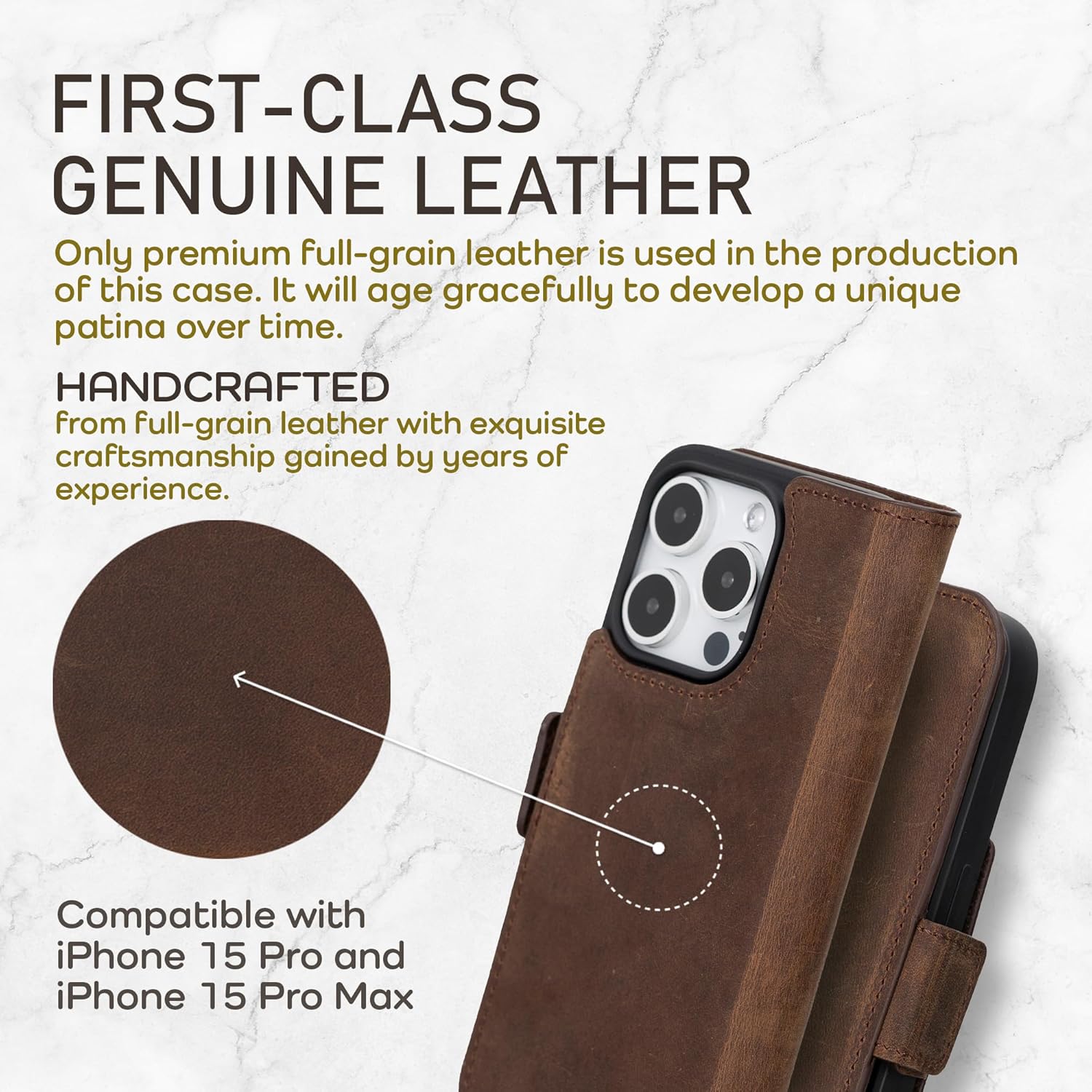 Bayelon Funda de piel tipo cartera para iPhone 15 Pro Max, funda con tapa para tarjetas, funda tipo cartera para iPhone 15 Pro Max, funda tipo