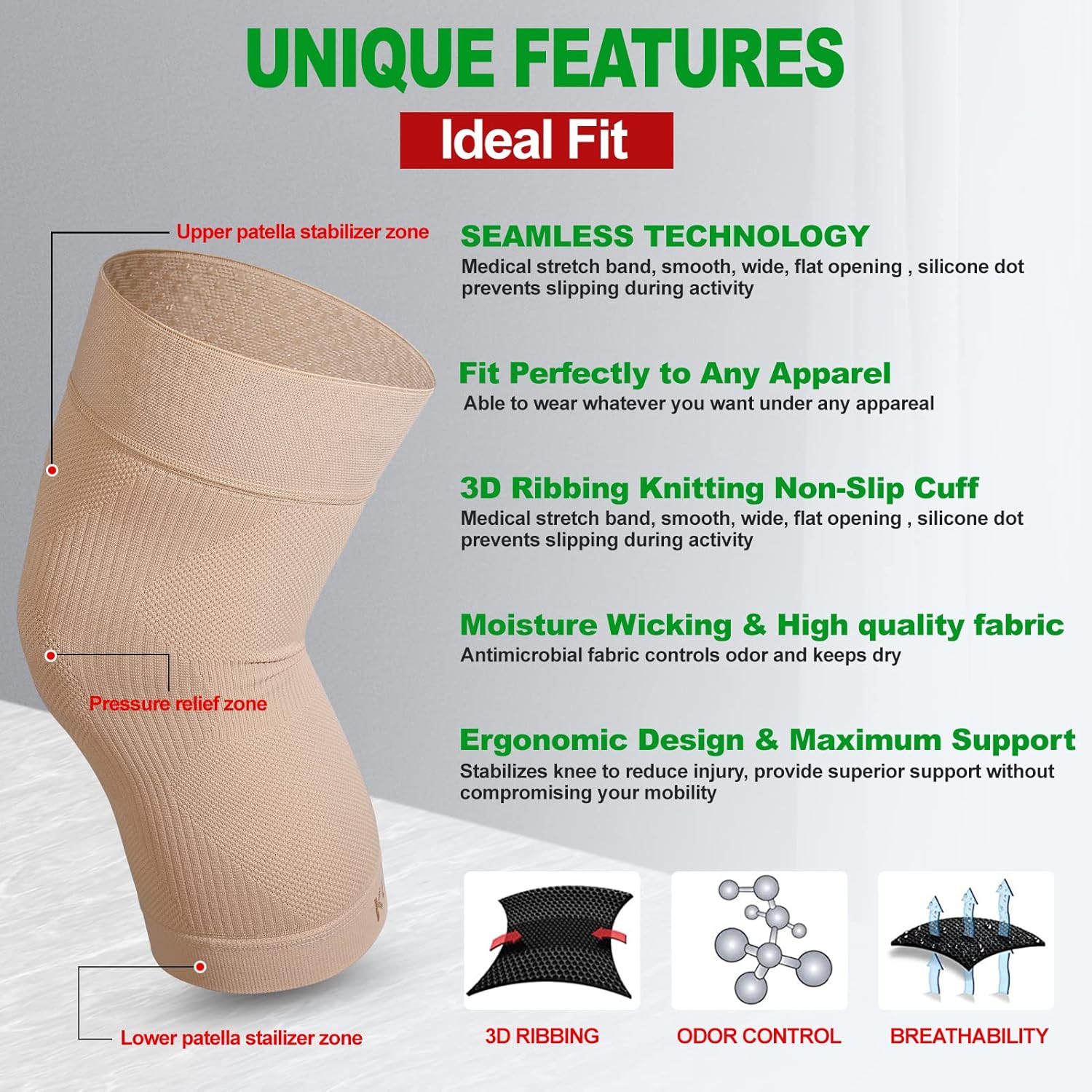KEKING Soporte ortopédico para tendinitis, artritis, ACL, MCL, recuperación de lesiones, desgarro de menisco, dolor de rodilla, dolor de rodillas,
