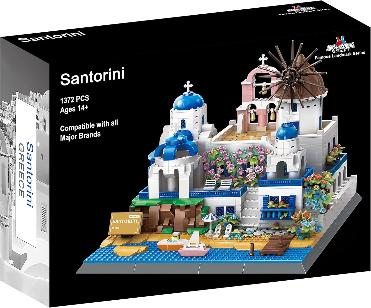 Apostrophe Games Santorini – Juego de bloques de construcción de 1372 piezas, modelo de bloques de construcción para adultos y niños, kit de