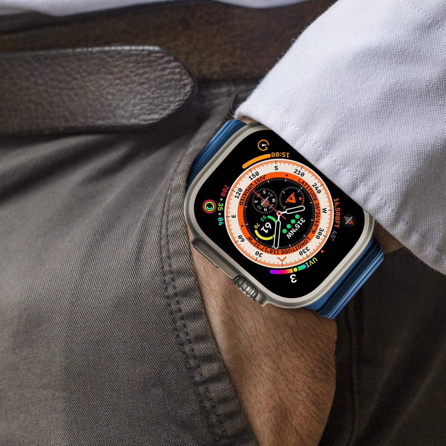 NewWays Correa de acero inoxidable compatible con Apple Watch Band