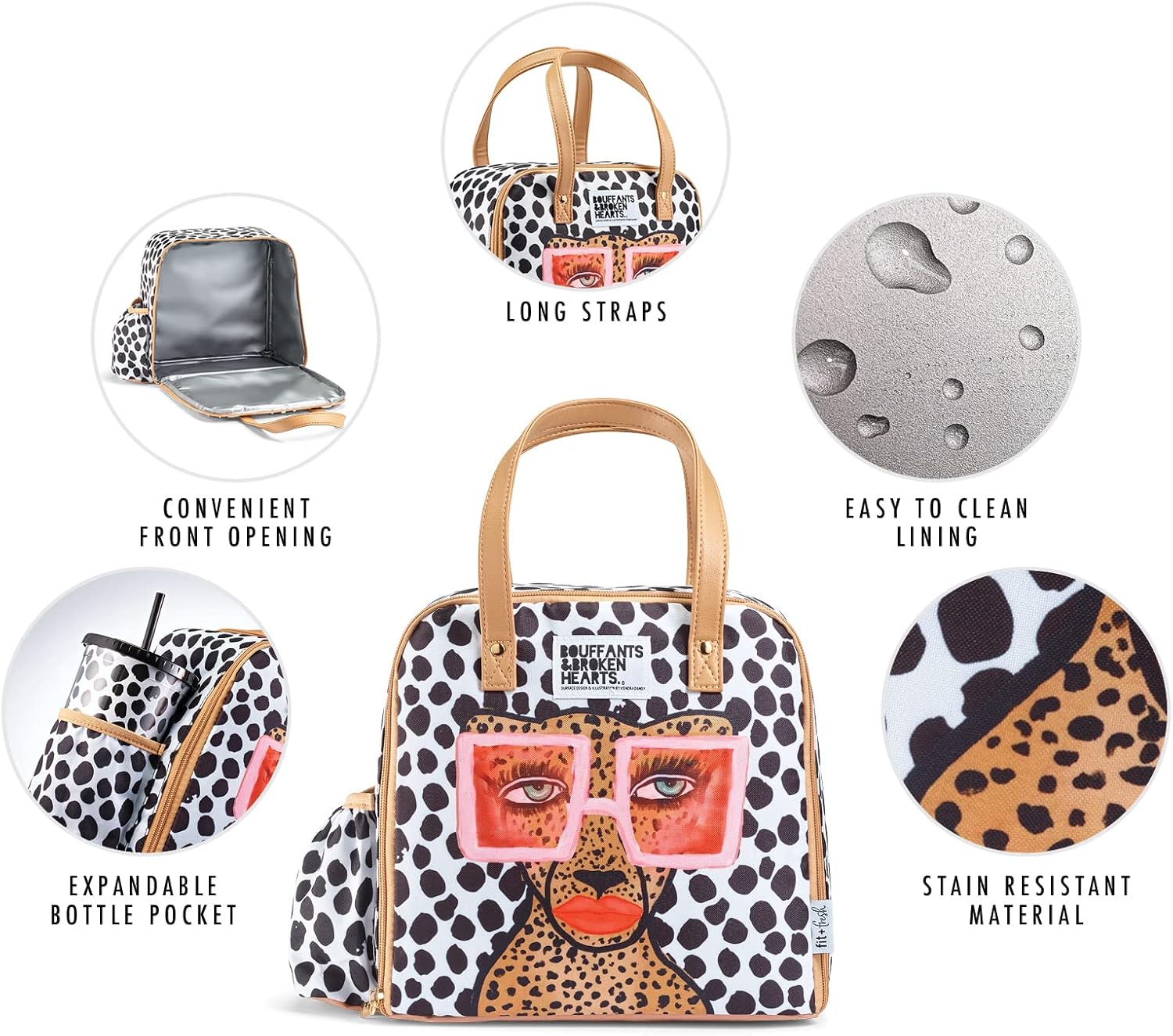 Fit & Fresh Wichita Lonchera aislada con bolsa lateral y asas de transporte, kit completo de almuerzo incluye vaso a juego, 2 recipientes y bolsa de