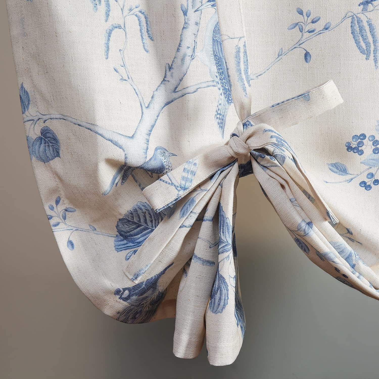 Leeva Cortinas con diseño de globo para cocina, bolsillo superior para cortinero, estampado de pájaros azules, para ventanas de oficina de estudio,