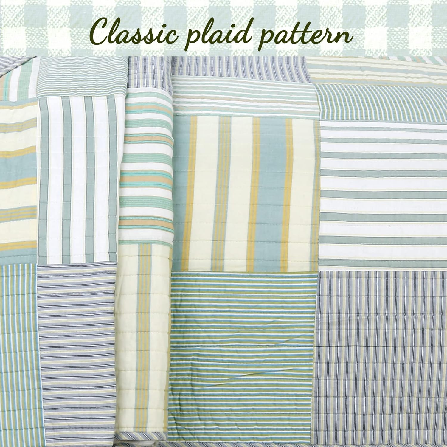 Cozy Line Home Fashions Daniel Denim – Juego de ropa de cama reversible de algodón a cuadros azules