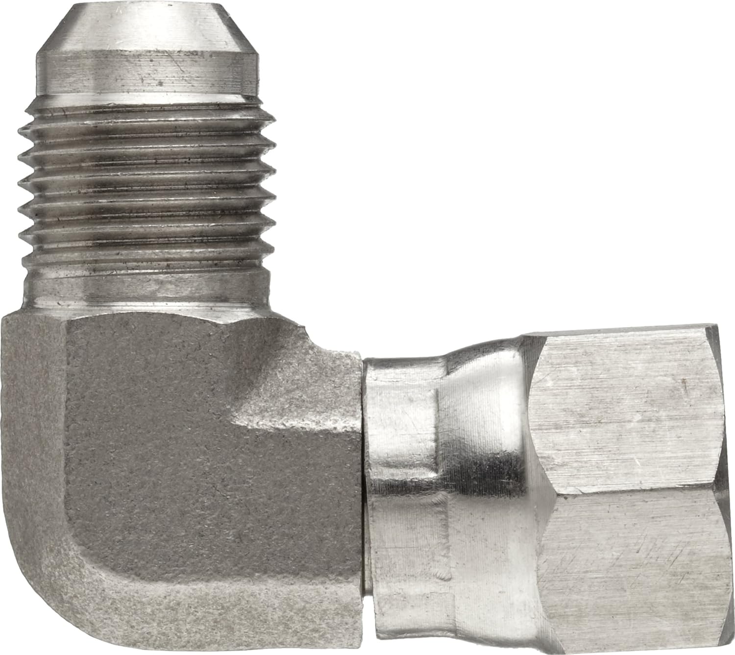 Brennan 6500-06-06-SS, Montaje de tubo JIC de acero inoxidable, 06MJ-06FJS Codo de 90 grados, Tubo de 38″ OD