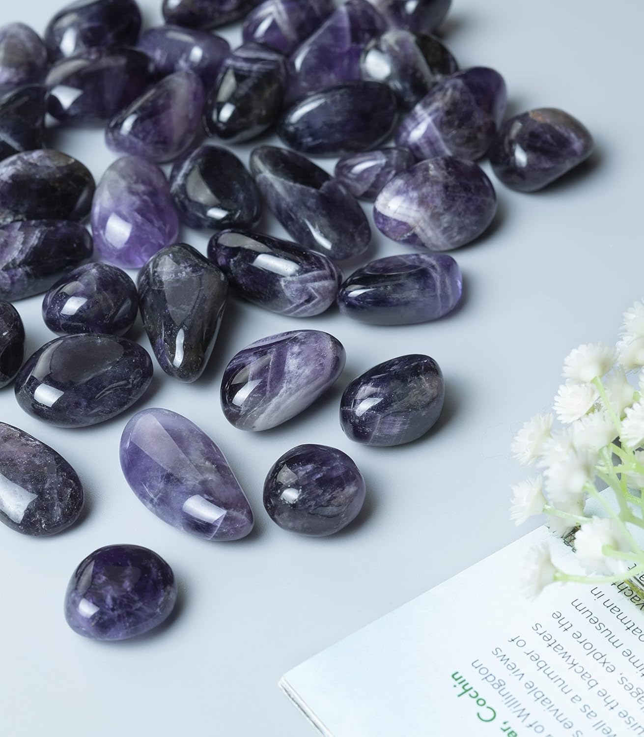 ZAICUS Piedras pulidas de amatista de 1 libra y cristales de forma irregular a granel para relleno de jarrón, piedras de la suerte, fabricación de