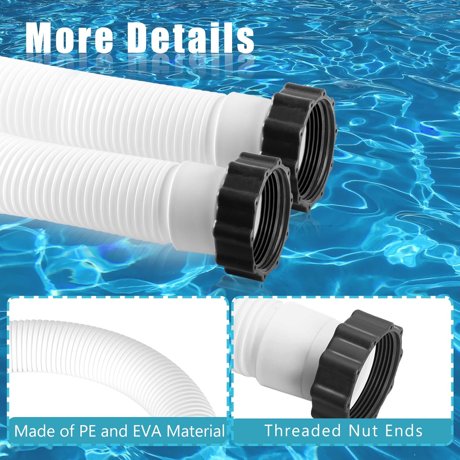Manguera de bomba de piscina de 1.5 pulgadas para bomba de filtro Intex, manguera de piscina sobre el suelo de 1.5 pulgadas para bomba de filtro de