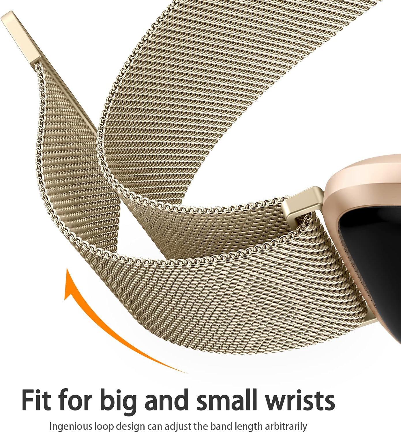 Meliya Metal Band Compatible with Fitbit Versa 2 Watch Bands Women Men, Stainless Steel Metal Mesh Loop Adjustable Magnetic Wristband Stylish