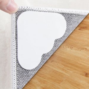 Elsoteno Paquete de 12 pinzas para esquinas para alfombra, cinta antideslizante de doble cara para suelos de madera dura, lavables, sin rizos, Elsoteno Paquete de 12 pinzas para esquinas para alfombra, cinta antideslizante de doble cara para suelos de madera dura, lavables, sin rizos,