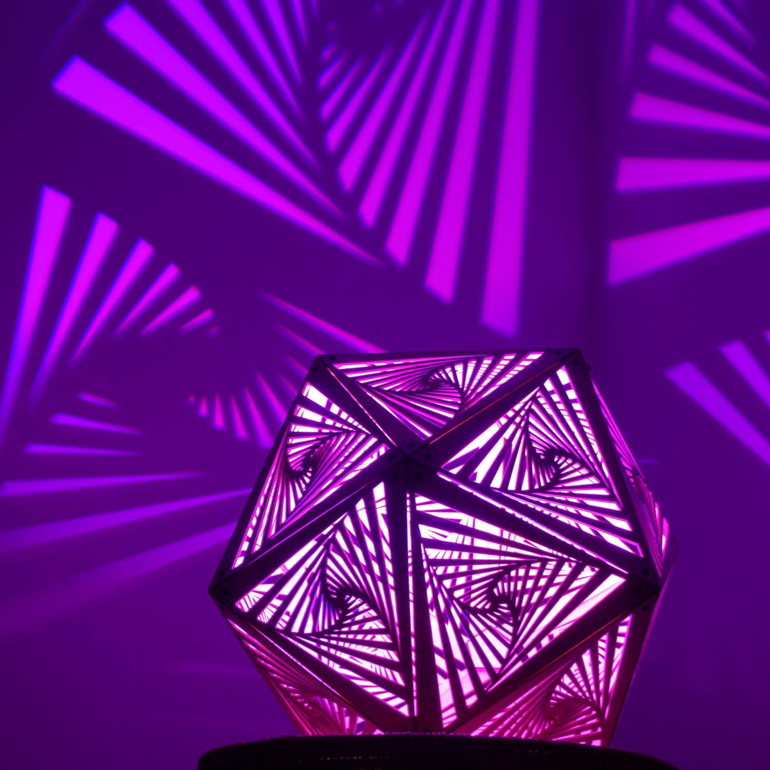 Jabihome Hyperi Lámpara de sombra RGB, luz nocturna geométrica, arte de mandala espiritual sagrado, linterna de sombra, decoración LED de madera,