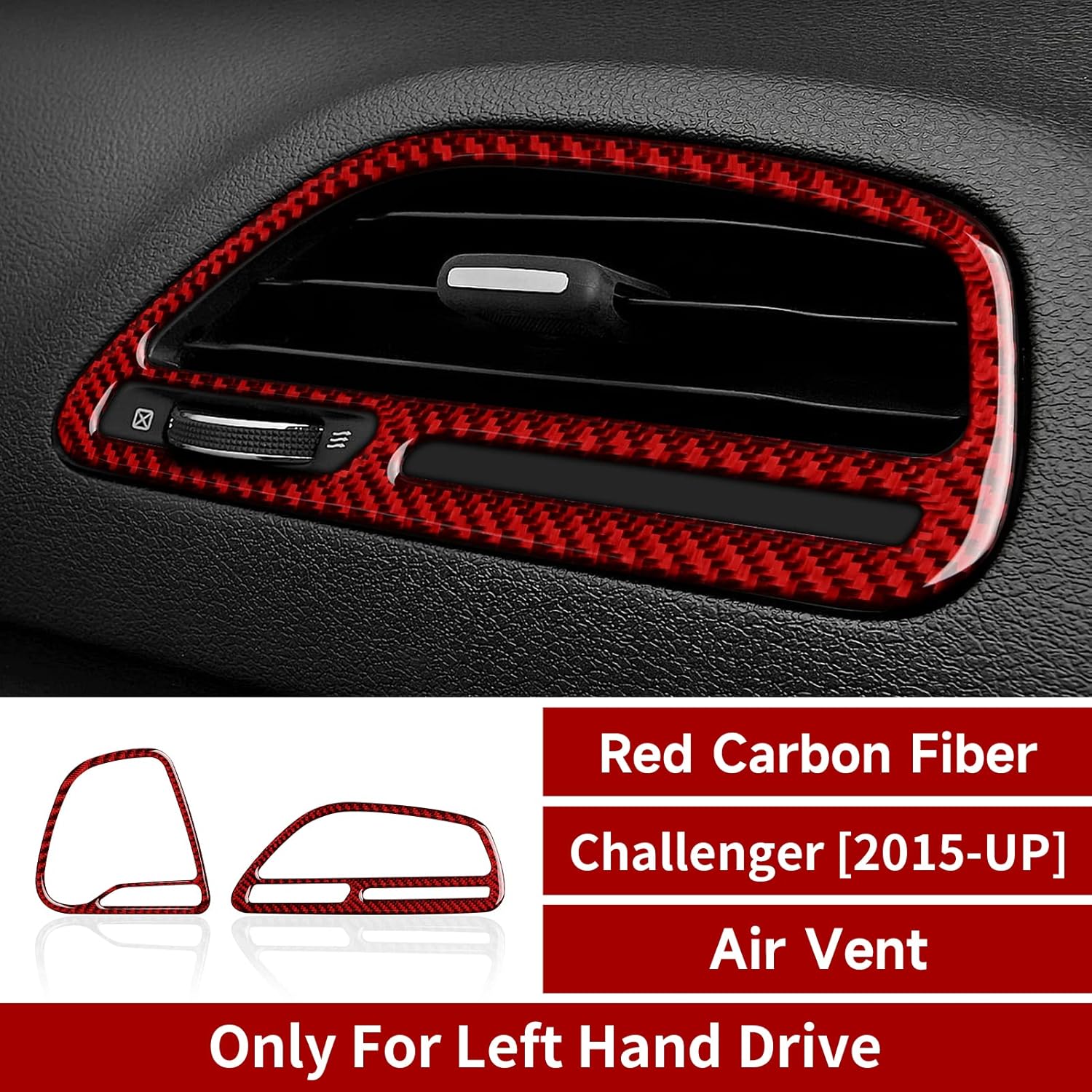 Calcomanías de ventilación de salida de aire acondicionado para automóvil Dodge Challenger 2015-2023, calcomanías de fibra de carbono