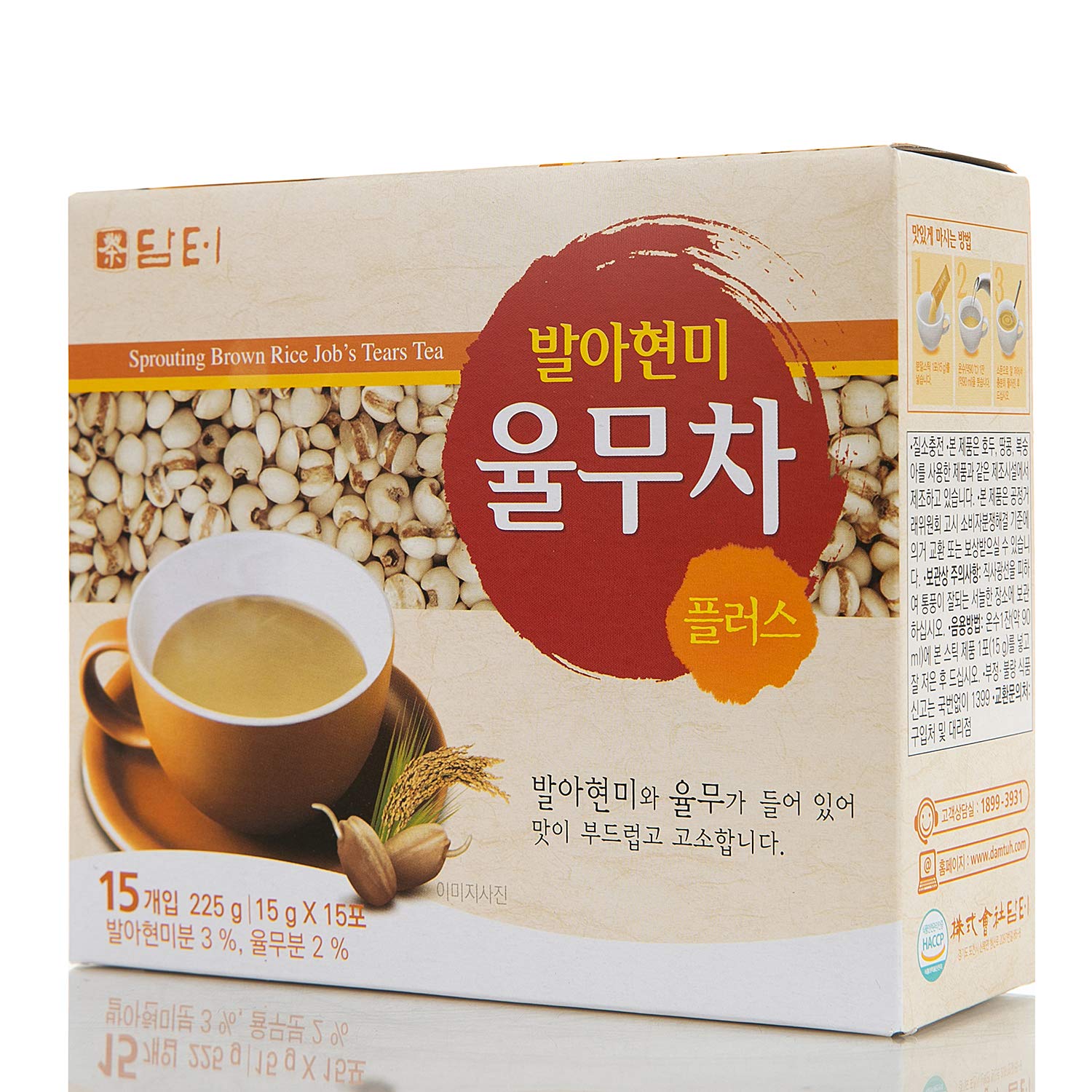 Damtuh Té de Adlay de arroz integral de brote coreano 0.53 oz x 15 palitos