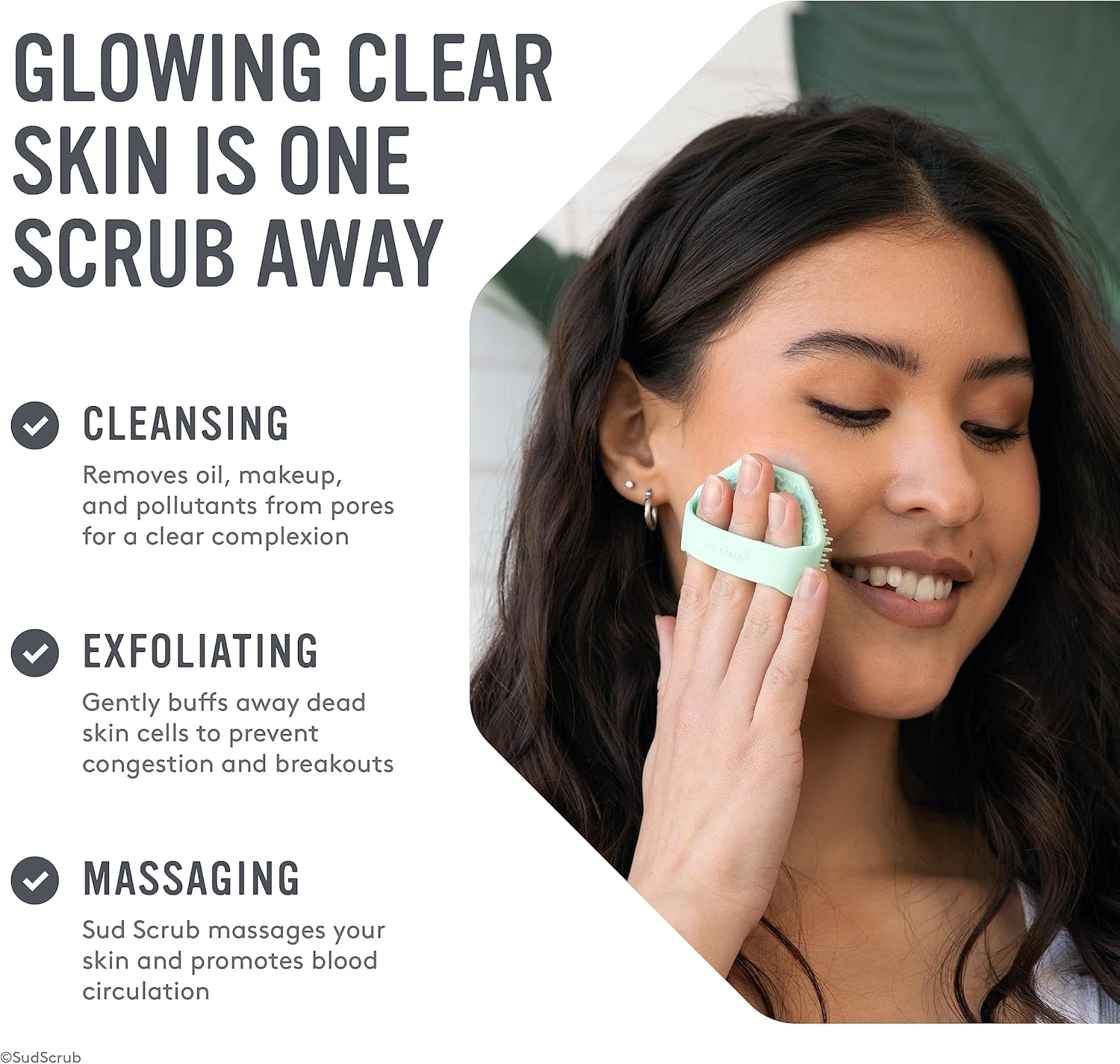 Sud Scrub Exfoliante facial de silicona antimicrobiana, 1 paquete, exfoliante facial suave para pieles sensibles, cepillo de limpieza facial