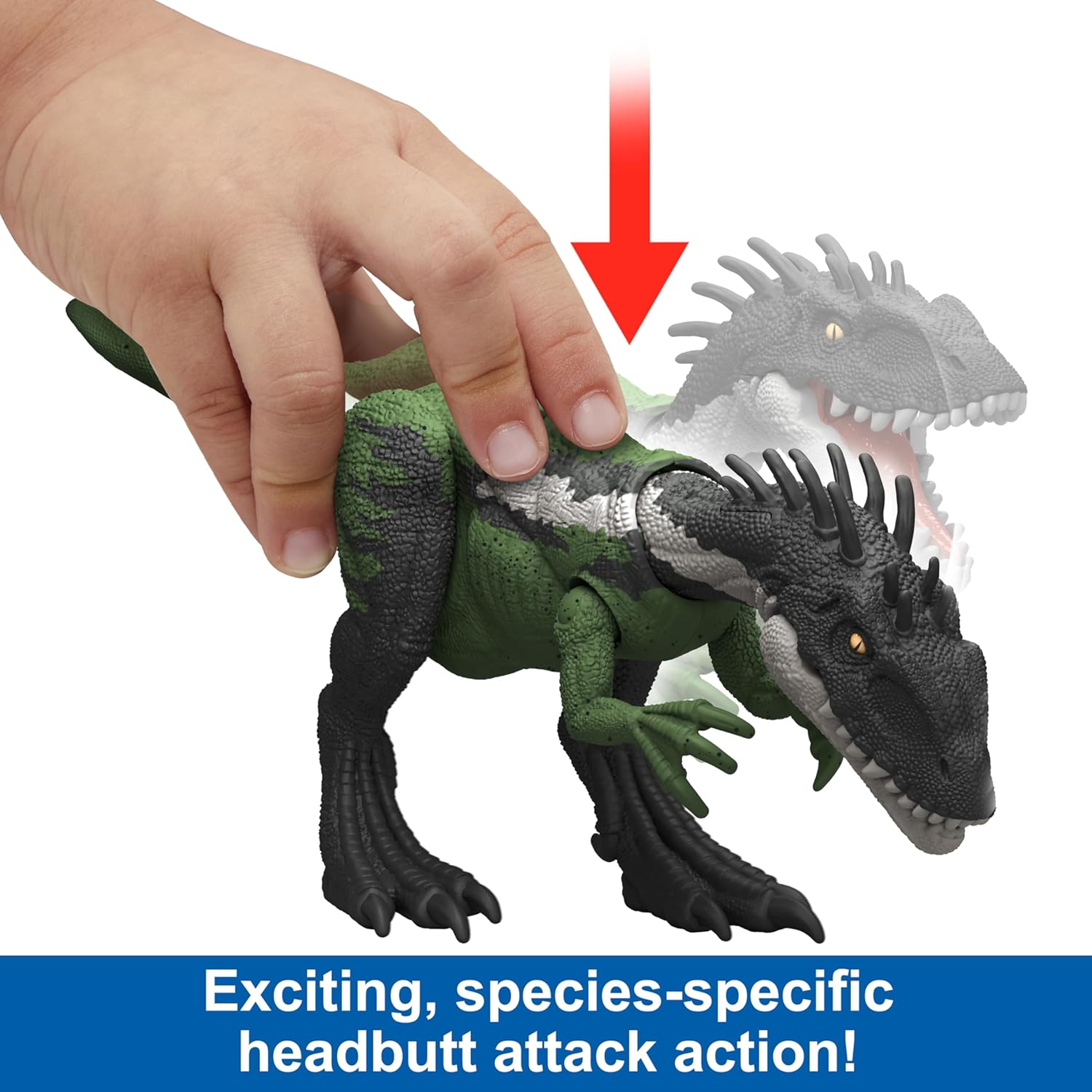 Mattel Jurassic World Strike Attack Guaibasaurus – Juguete de dinosaurio con acción de golpe único, articulaciones móviles, figura de acción de