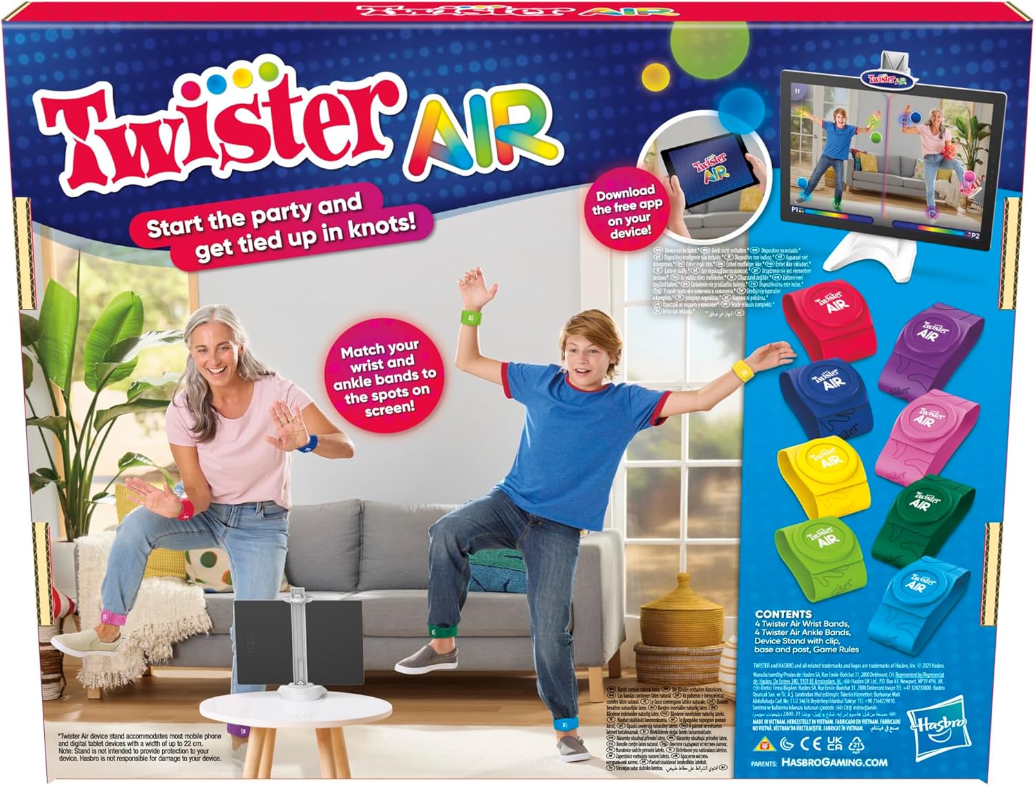 Hasbro Gaming Twister Air Game  AR App Play Game with Wrist and Ankle Bands  Links to Smart Devices  Active Party Games for Kids and Adults  Ages 8+