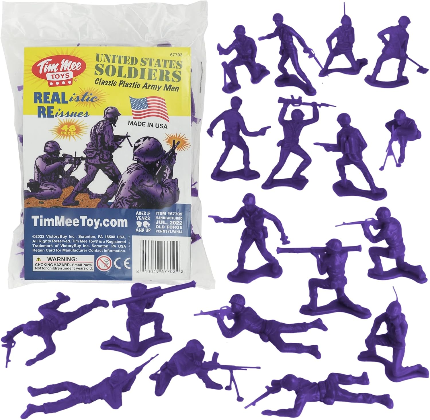 TimMee – Figuras de soldado de juguete de plástico para hombre, 48 piezas, hechas en Estados Unidos