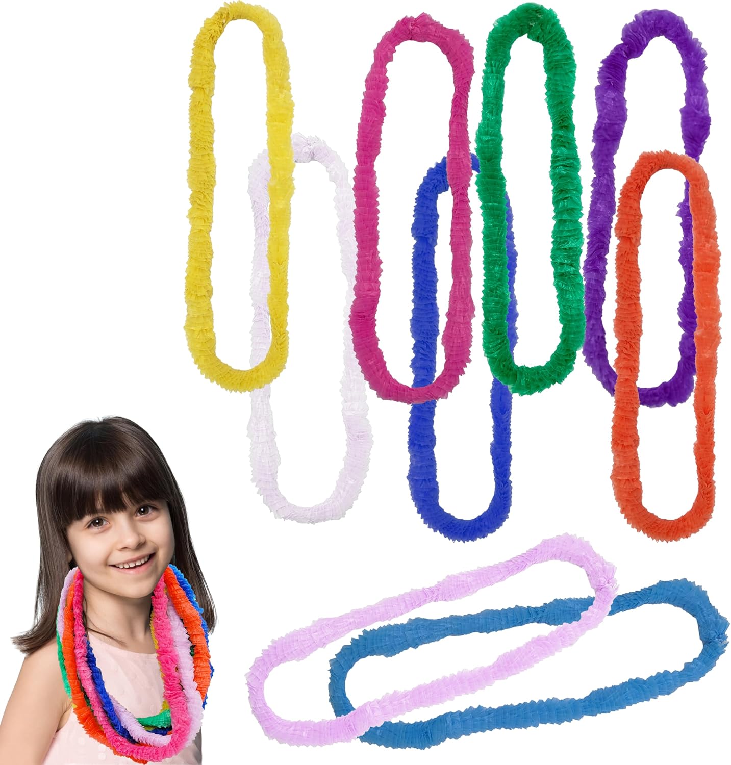 The Dreidel Company Luau – Collar de plástico con diseño de clavel de Luau, diseños florales surtidos de flores tropicales, diversión de fiesta, 32