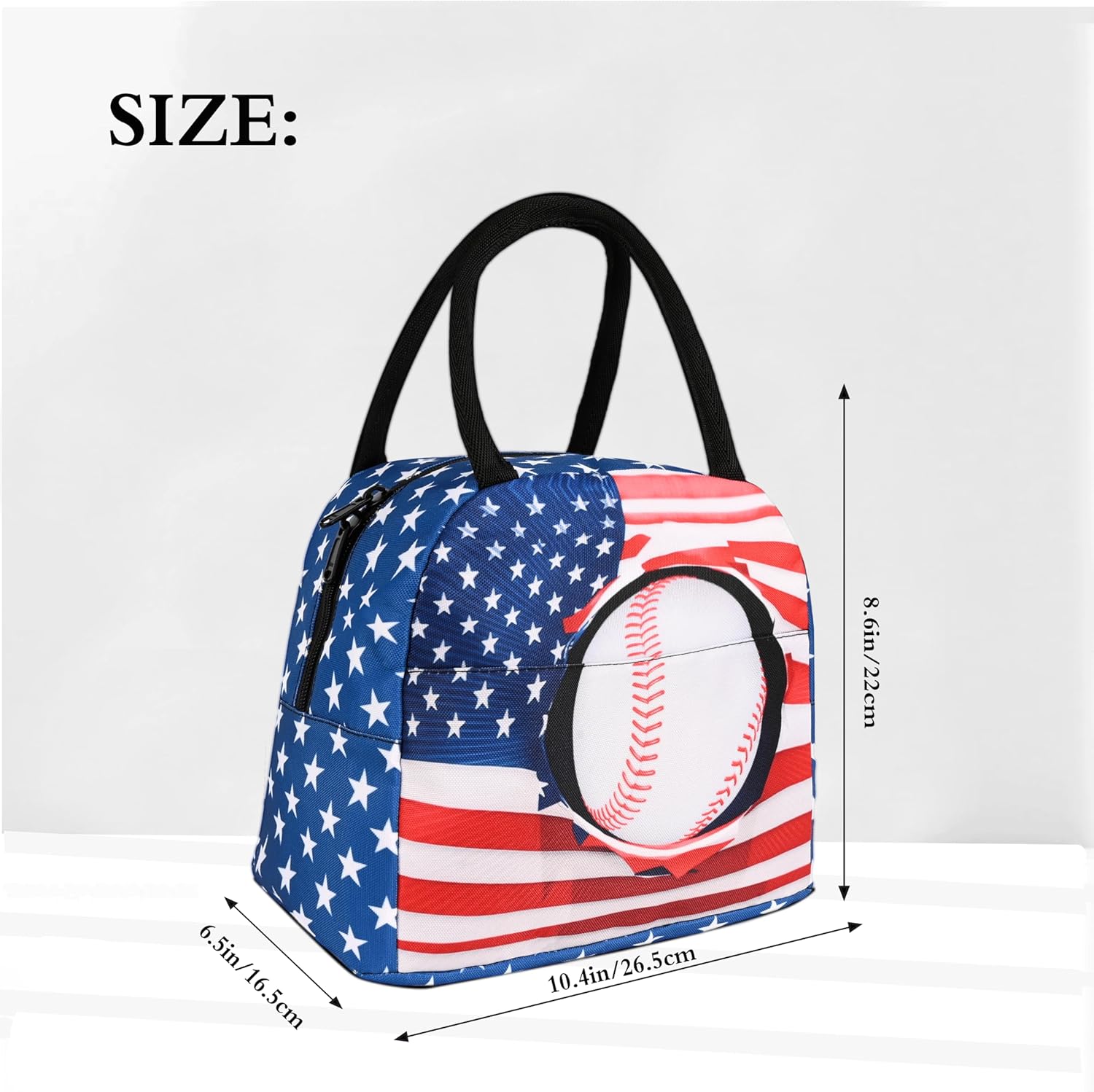 Zhung Ree Lonchera de béisbol para niños y niñas, con la bandera estadounidense, portátil, impermeable, reutilizable y térmica, hielera para el