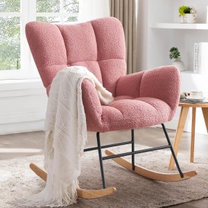 Mecedora tapizada para guardería, mecedora tapizada de peluche, asiento acolchado con respaldo alto, silla auxiliar cómoda para sala de estar, Mecedora tapizada para guardería, mecedora tapizada de peluche, asiento acolchado con respaldo alto, silla auxiliar cómoda para sala de estar,
