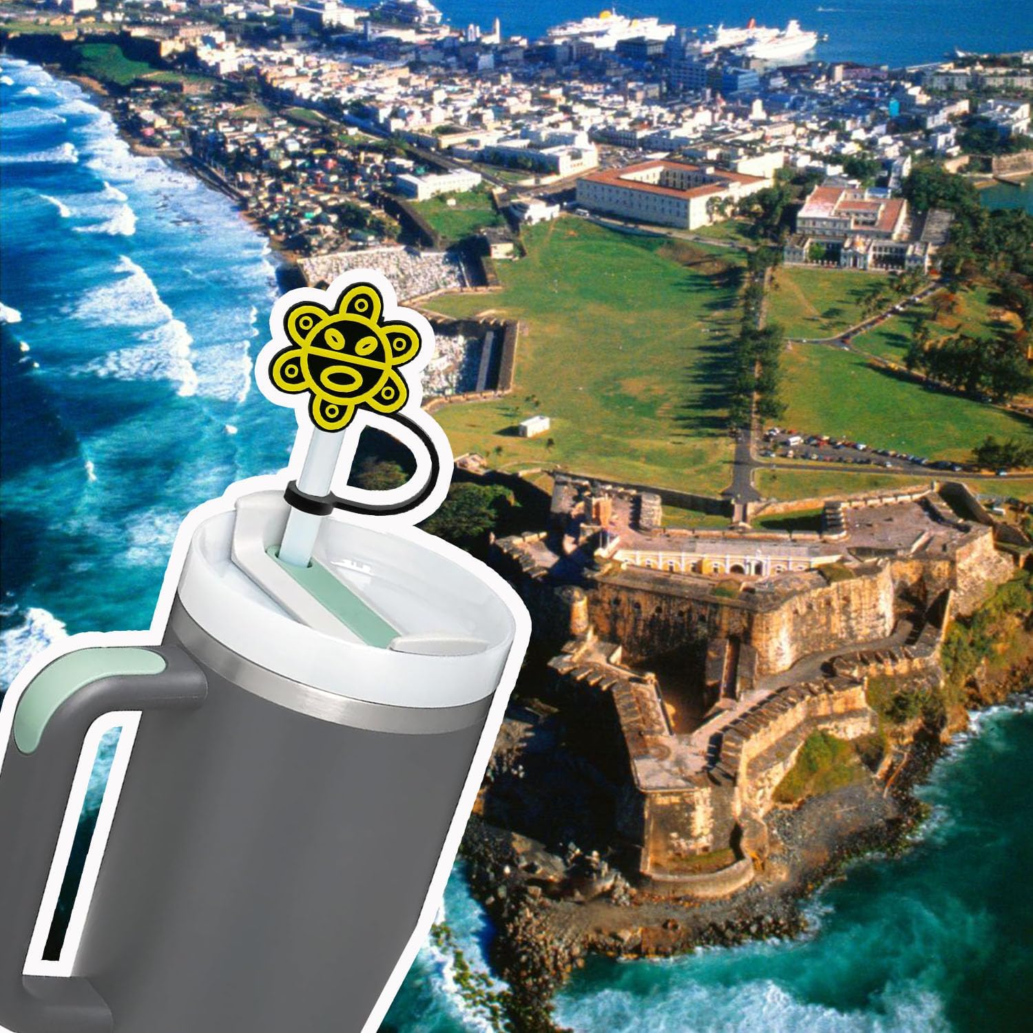 10 tapas de popote para copa Stanley, (Puerto Rico) de silicona compatible con vaso Stanley de 30 y 40 onzas con asa, cubiertas de punta de popote
