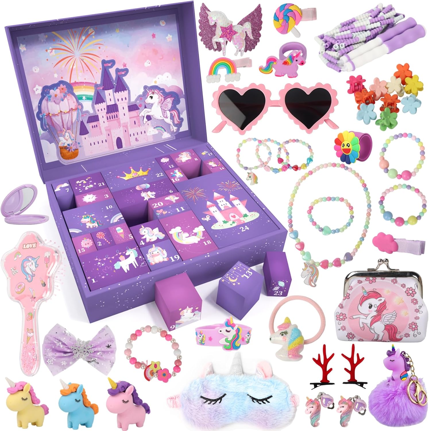 Calendario de Adviento 2023 para niñas, regalos de unicornio para niña, caja de cuenta regresiva de 24 días, calendario de cuenta regresiva, regalos
