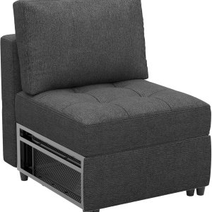 Belffin Sofá lateral de tela sin brazos, moderno módulo de asiento individual para sofá modular extraíble, sofá seccional, gris oscuro Belffin Sofá lateral de tela sin brazos, moderno módulo de asiento individual para sofá modular extraíble, sofá seccional, gris oscuro