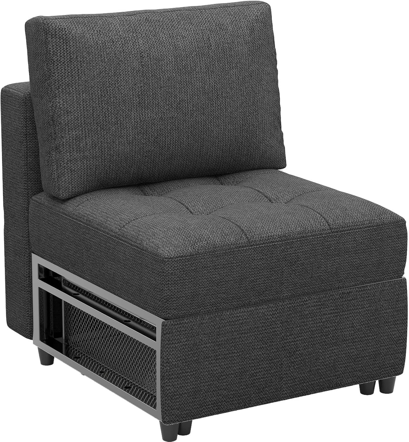 Belffin Sofá lateral de tela sin brazos, moderno módulo de asiento individual para sofá modular extraíble, sofá seccional, gris oscuro