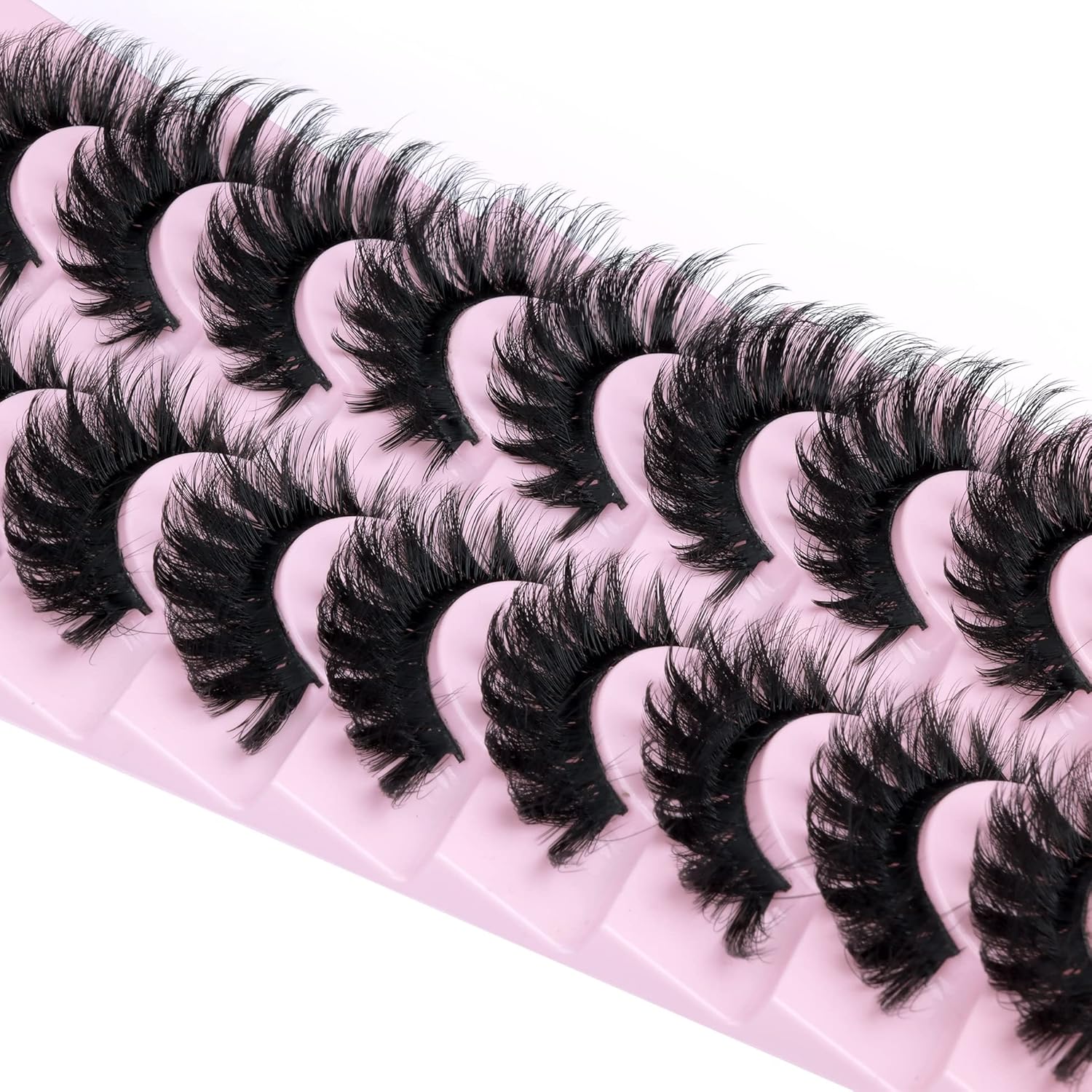 wiwoseo Kit de extensión de pestañas de visón esponjoso, pestañas de visón sintético, pestañas de volumen grueso, pestañas Postizas cruzando pestañas