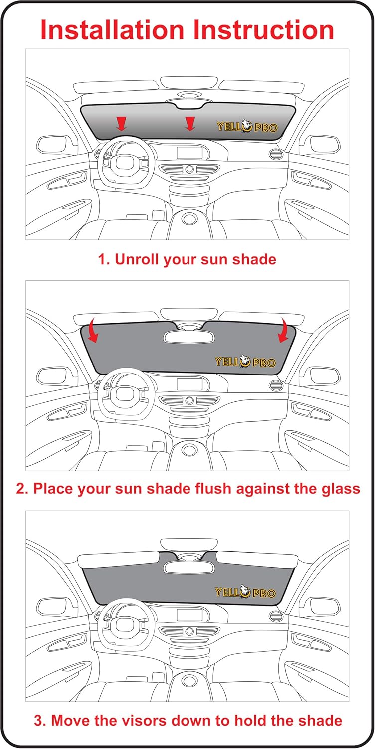 YelloPro – Parasol reflectante para parabrisas delantero para automóvil, reflectante, protección solar para Cadillac XT5 2017, 2018, 2019, 2020,