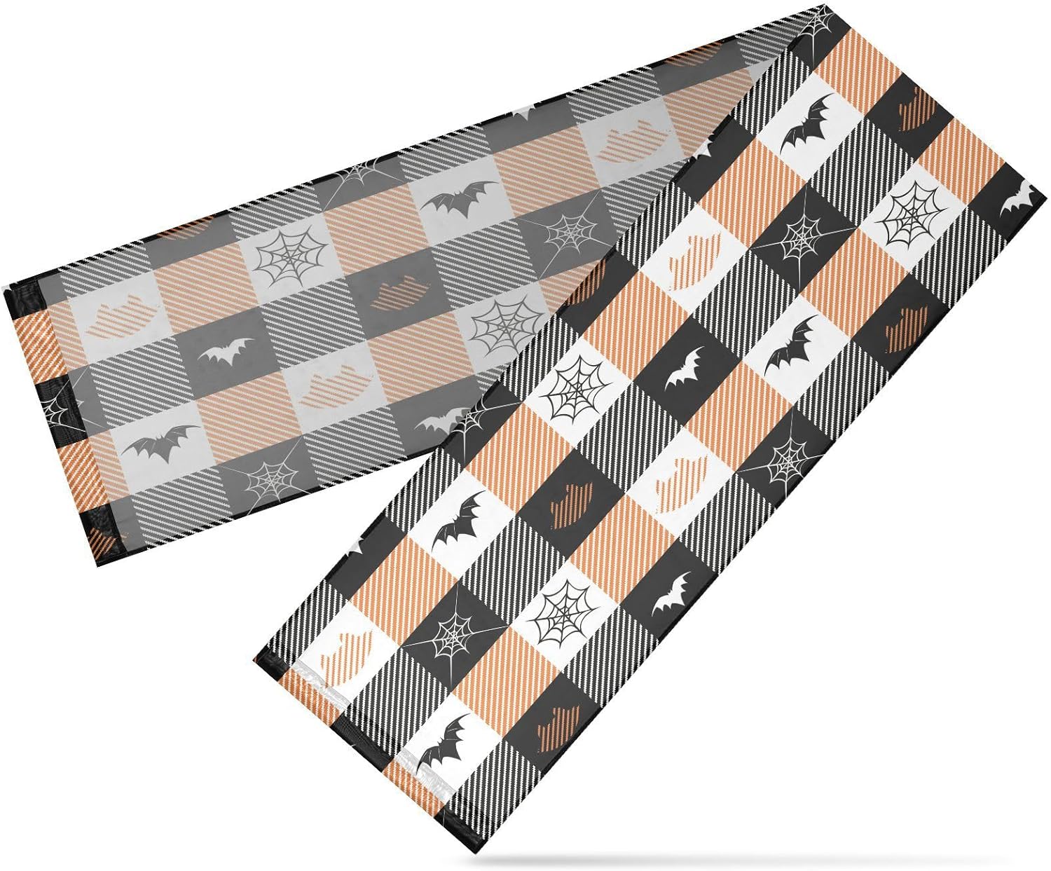 Black Yellow Halloween Plaid Table Runner Fall Kitchen Decor for Kitchen Decorations Halloween Decor 108 Inches Long