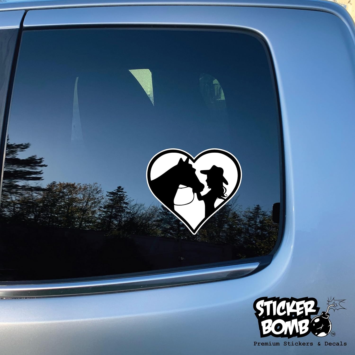 Calcomanía de Sticker Bomb Vinyl de vaquera y caballo en corazón, para automóvil, camión, computadora, en cualquier lugar, vinilo premium para