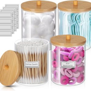 WACAR Paquete de 4 soportes Qtip, soporte para bolas de algodón de 10 onzas, juego de baño con soporte para hisopos de algodón acrílico, dispensador WACAR Paquete de 4 soportes Qtip, soporte para bolas de algodón de 10 onzas, juego de baño con soporte para hisopos de algodón acrílico, dispensador