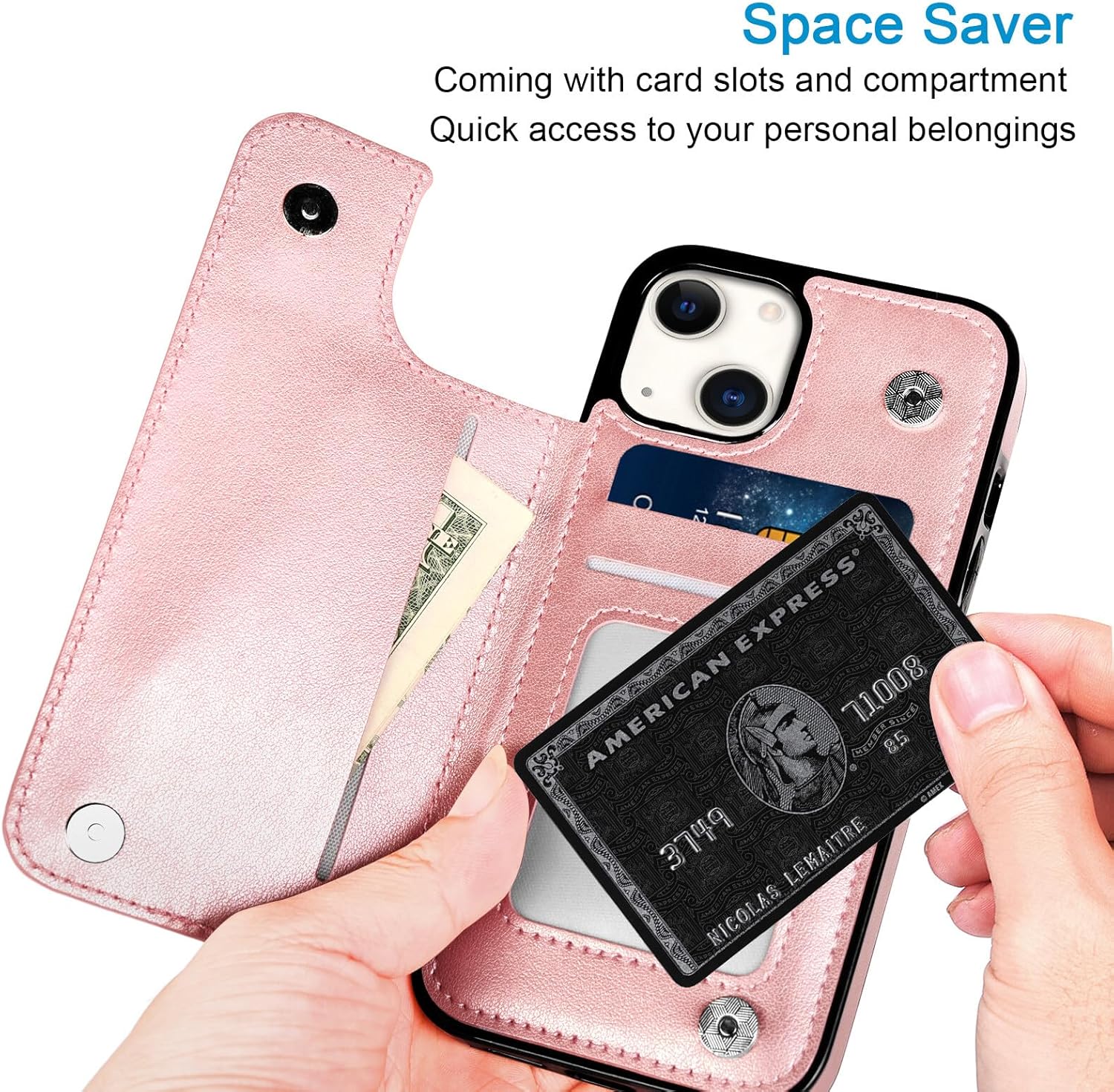 Mavis’s Diary Funda con tapa compatible con iPhone 15, funda tipo cartera de piel sintética, funda para teléfono, funda de silicona suave con diseño