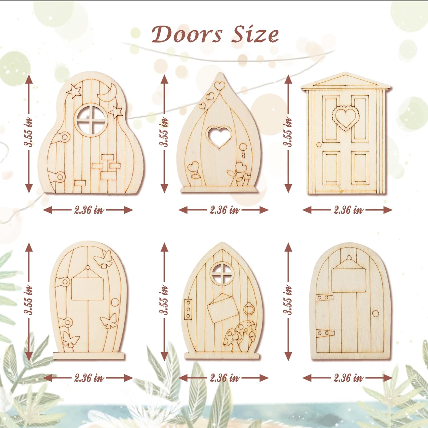 Halandar 48 piezas de puertas de jardín de madera para manualidades, mini ventana, casa de hadas, kit de bricolaje sin terminar, puerta en miniatura