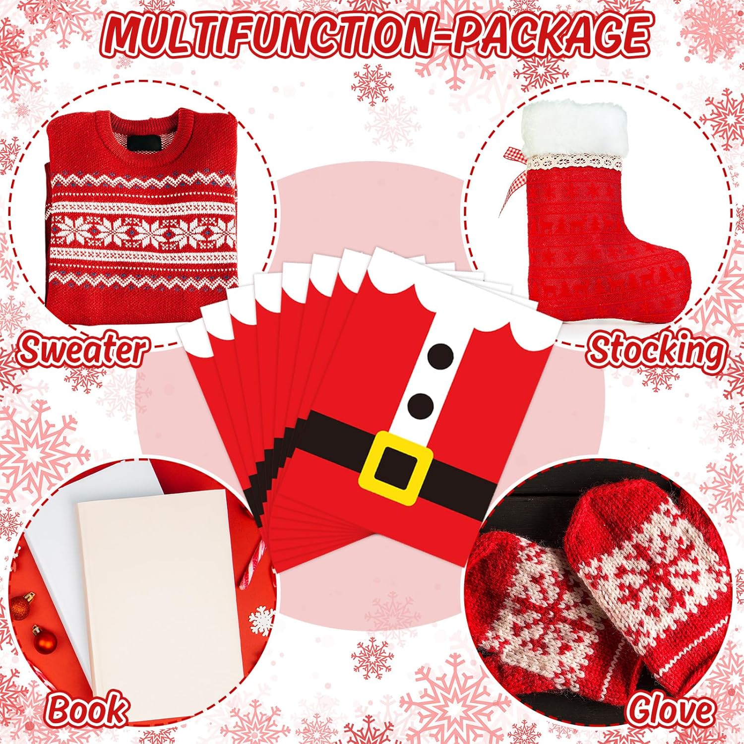 AnyDesign – 100 sobres de polietileno de Navidad de 10 x 13 pulgadas, bolsas de envío con diseño clásico de Papá Noel, bolsas de envío con