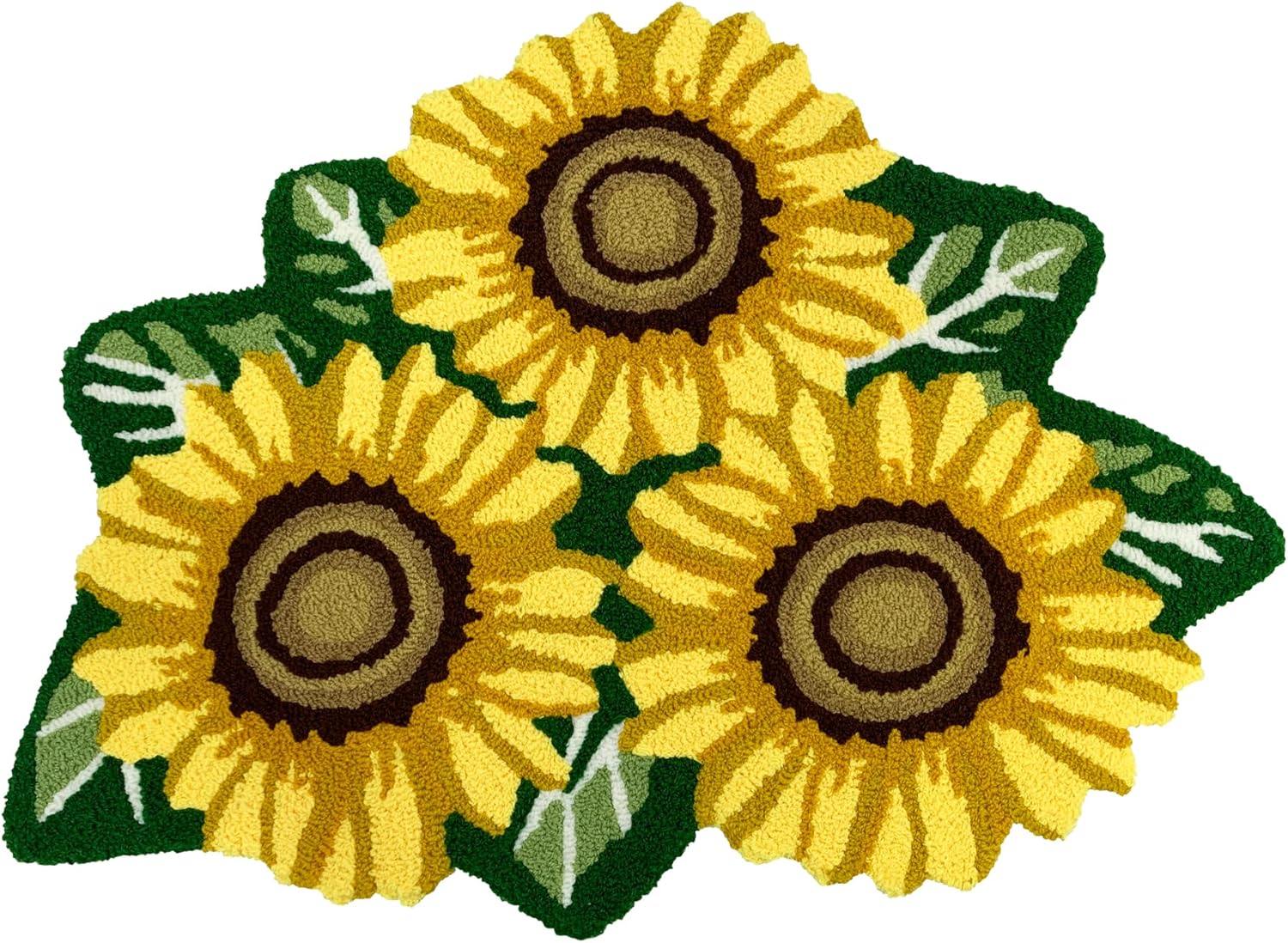 ABREEZE Alfombra de algodón tejida a mano con forma de girasol, alfombra lavable de baño, alfombra de interior para porche delantero, granja,