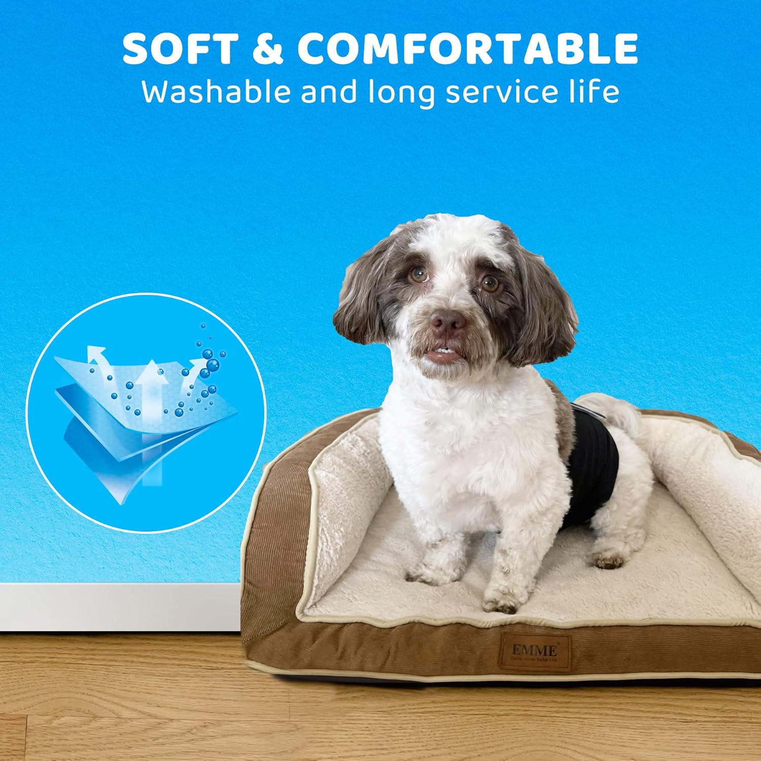 Pañales reutilizables para perros (paquete de 4) bandas para el vientre para perros machos, pañales lavables superabsorbentes (colores-01, L)