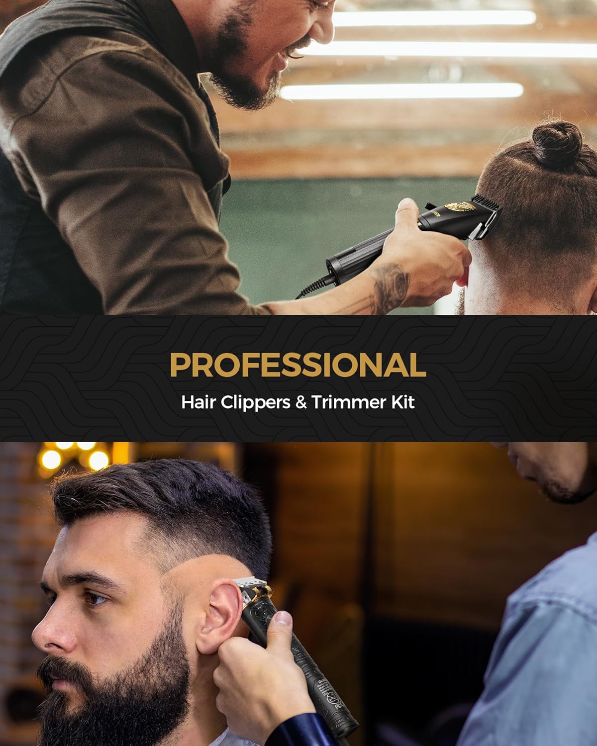 GLAKER Cortapelos para hombres profesionales, cortapelos inalámbricos para cortar cabello, kit de recortadora de pelo para hombre con pantalla LED,