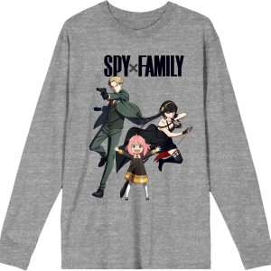 Spy X Family Key Art – Camiseta de manga larga con cuello redondo, color gris jaspeado Spy X Family Key Art – Camiseta de manga larga con cuello redondo, color gris jaspeado
