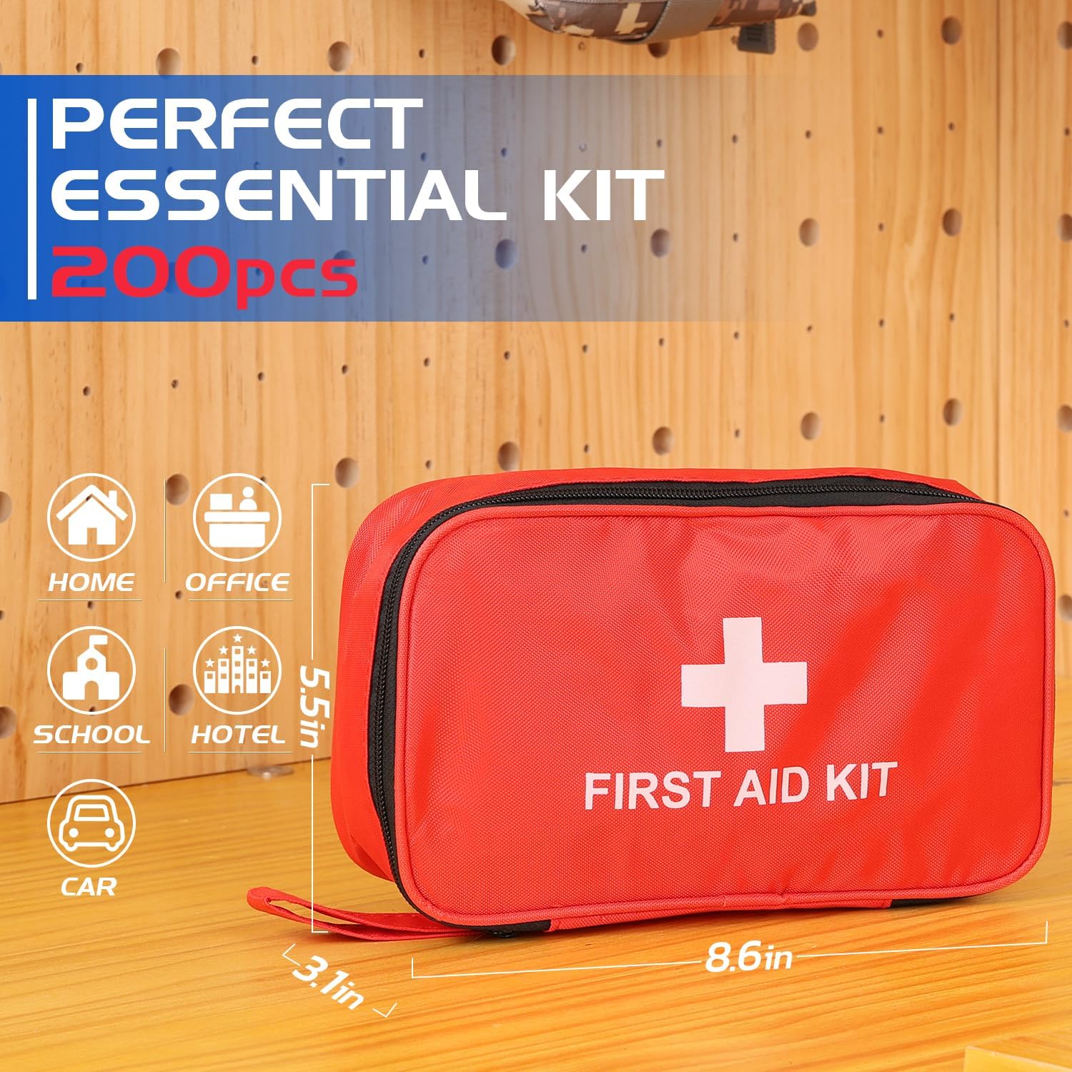 VITUU Kit de primeros auxilios de emergencia, impermeable, kit de primeros auxilios de viaje para el hogar, camping, senderismo, deportes, oficina,