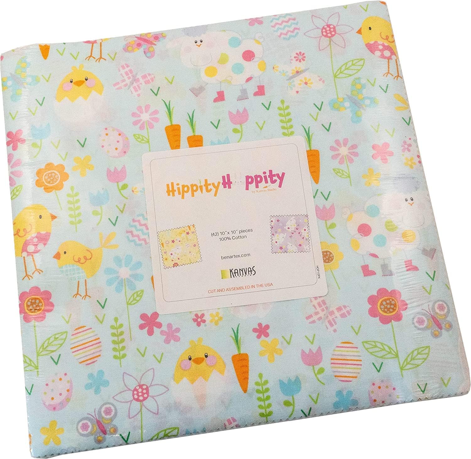 Hippity Hoppity by Kanvas Studios of Benartex 42 – Pastel cuadrado de 10 x 10 pulgadas, multicolor