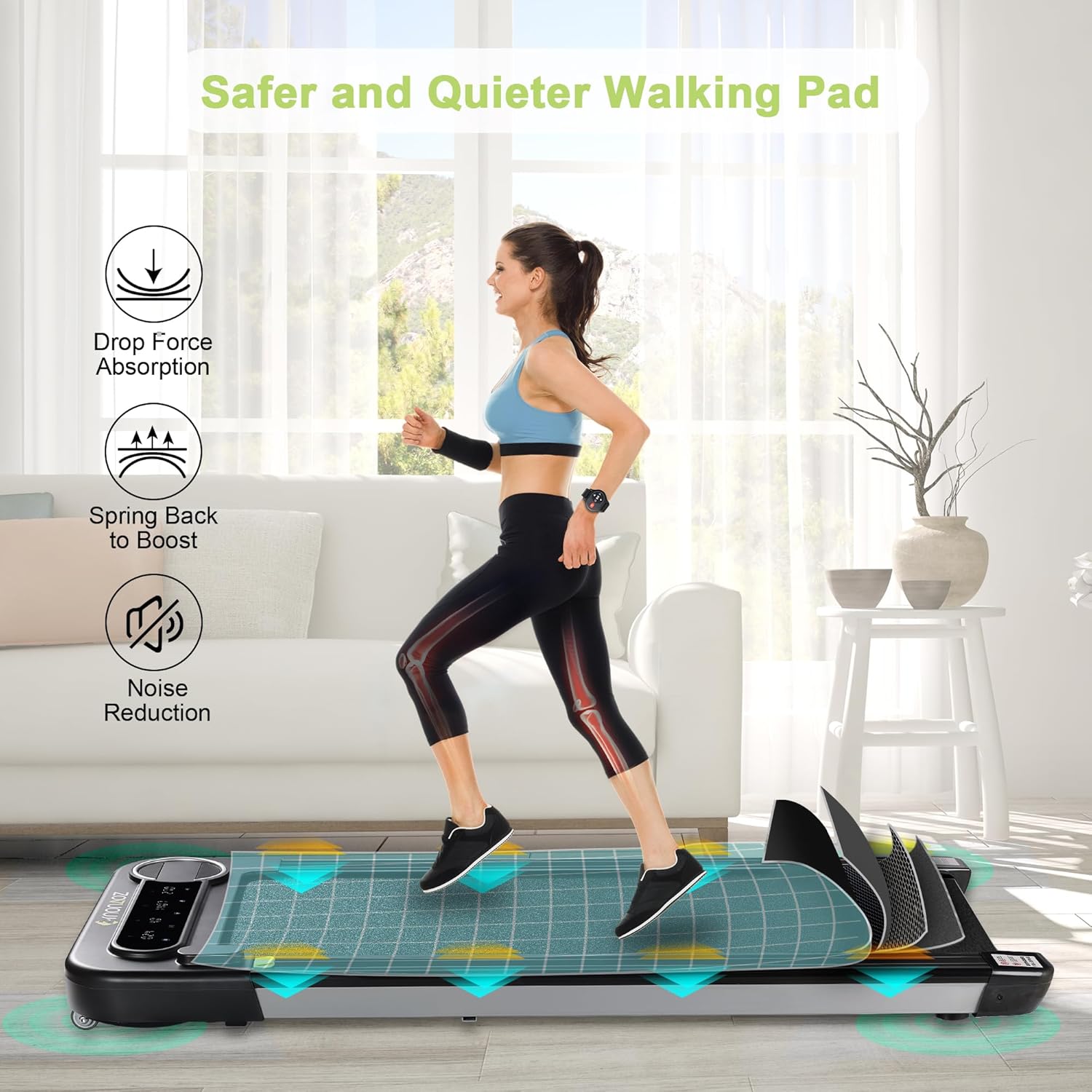 Caminadora 2 en 1 para usar debajo del escritorio, para uso en la oficina en casa con altavoz Bluetooth, 2.5 HP, máquina de correr para correr,