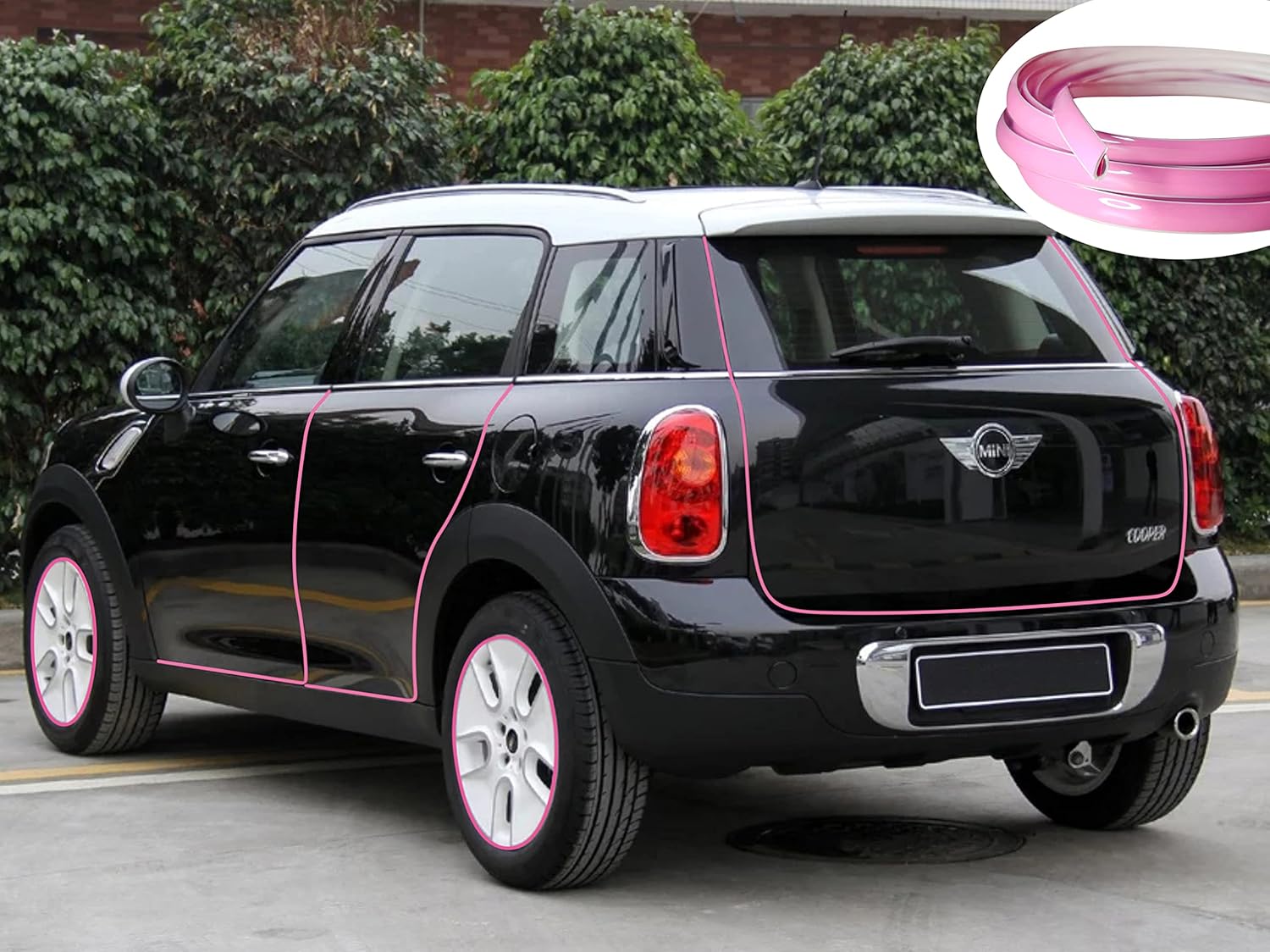 Tira decorativa de color rosa suave autoadhesiva para exterior e interior, moldura universal para salpicadero, ventana, puerta, cuerpo lateral, tira