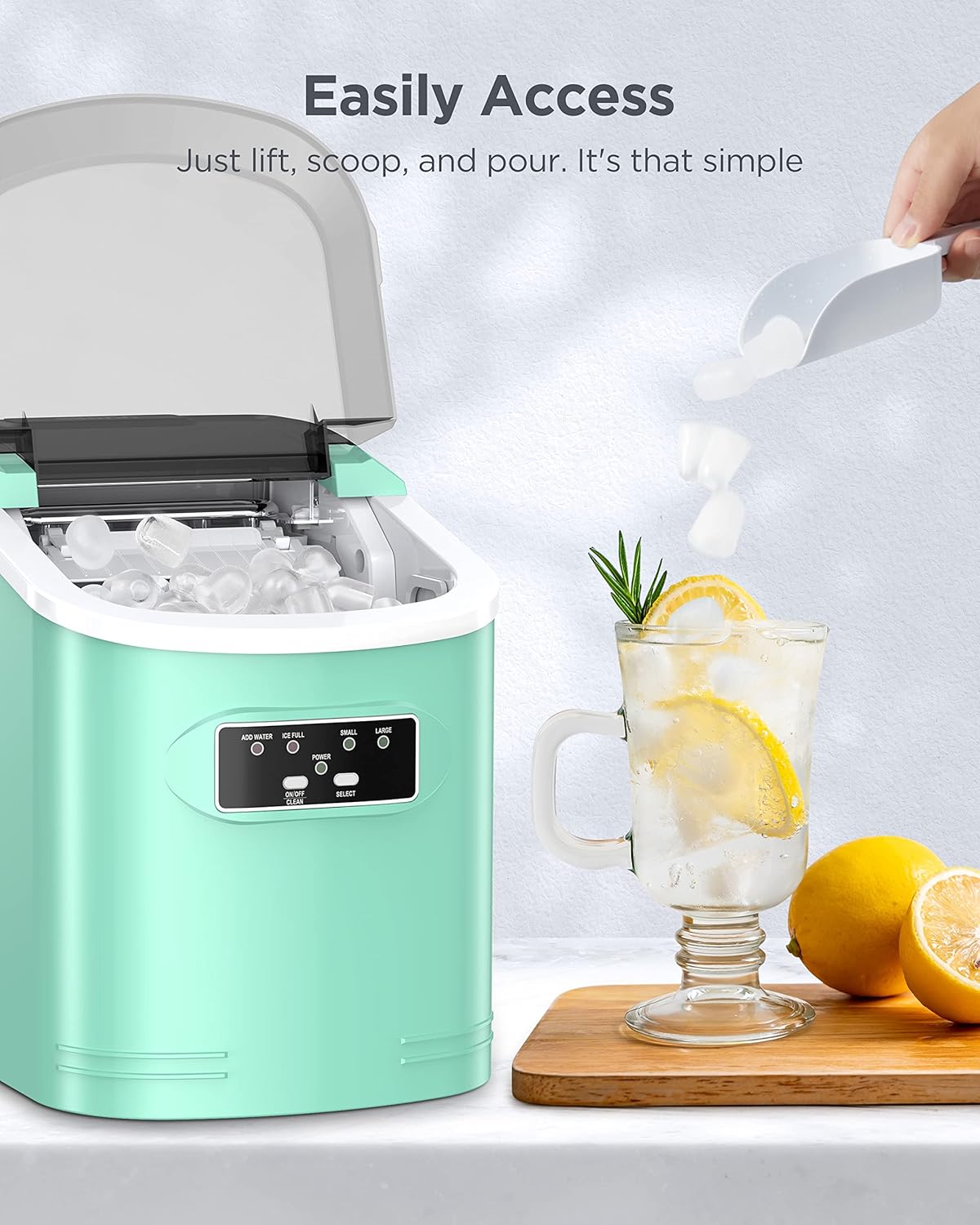 Silonn Máquina para hacer hielo, 26 libras en 24 horas, 9 cubos listos en 6 minutos, máquina de hielo autolimpiable, máquina de hielo portátil