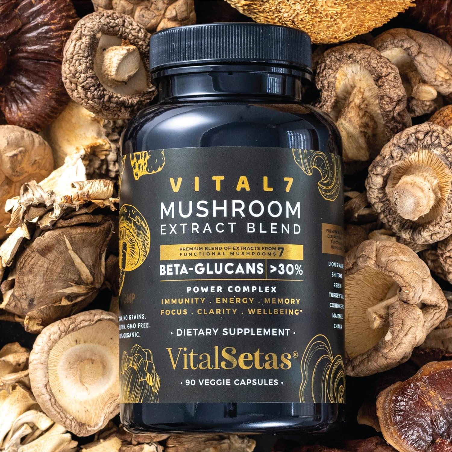 Vitality Bundle – Potente dúo de suplemento de hongos Neuro Vital y Vital7 – para función cognitiva, apoyo inmunológico, memoria, enfoque y