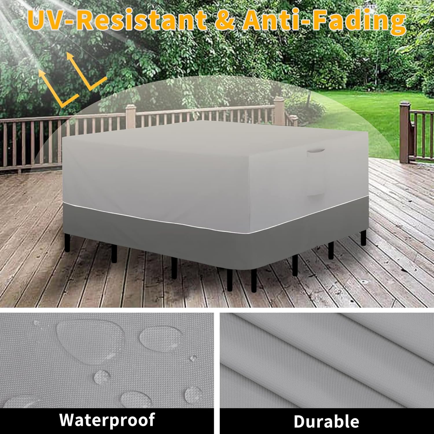 Easy-Going Juego de fundas cuadradas para muebles de patio, 84 x 84 pulgadas, para mesa y silla, impermeables, resistentes a los rayos UV, juego de