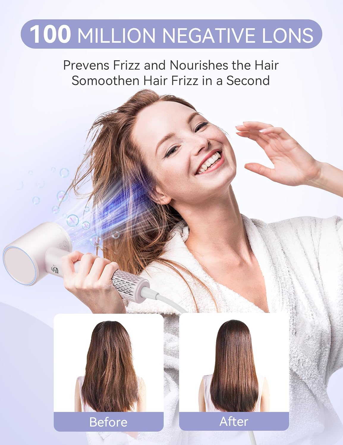 ANLAN – Secador de pelo iónico negativo, secado rápido de 1300 W, 120,000 rpm, profesional de alta velocidad, secador de pelo de bajo ruido para el