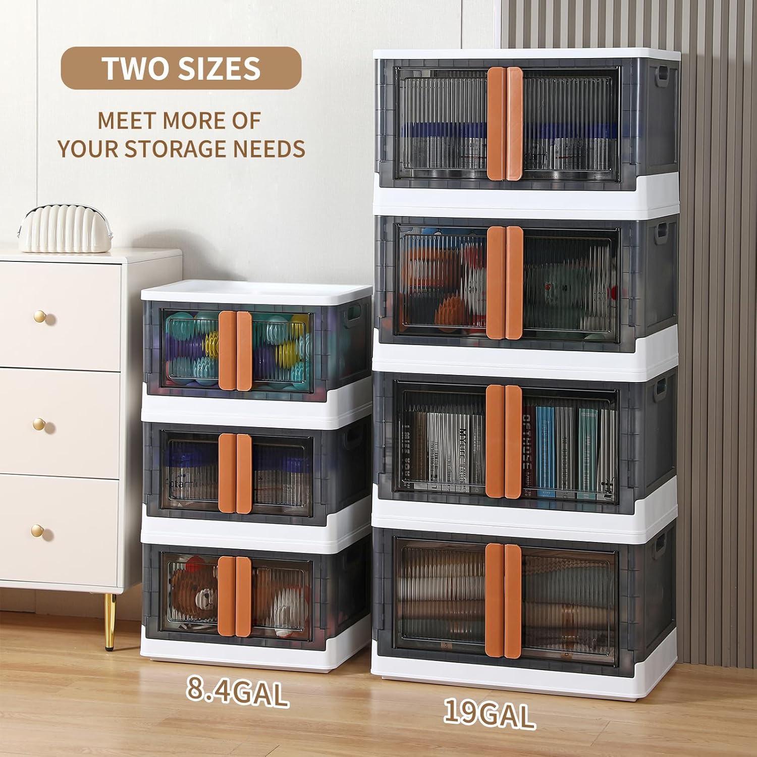 Closet Organizers and Storage – Storage Bins with Lids & Wheels 19 Gal, Collapsible Stackable Storage Bins, Trunk Organizer Folding Storage Box for