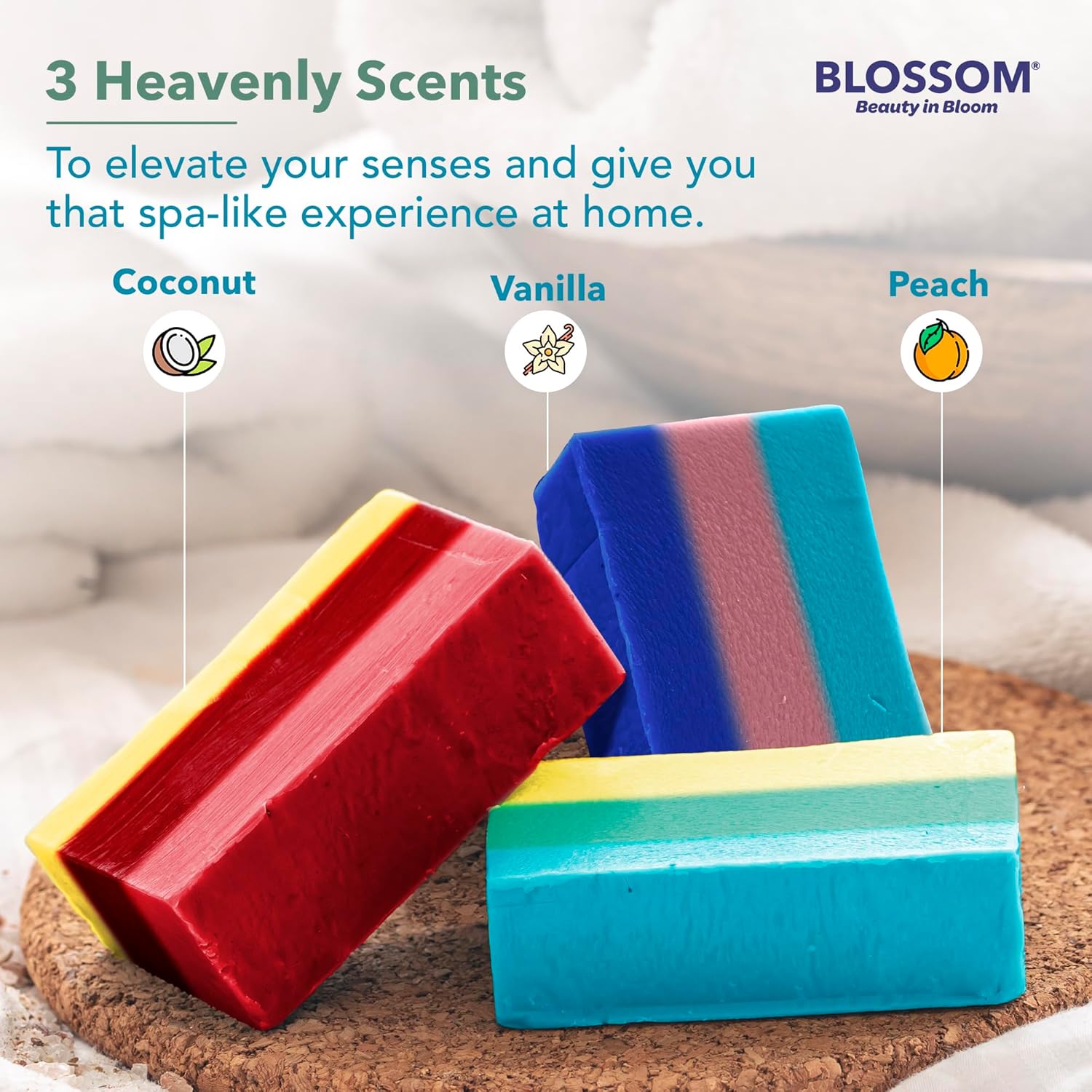 Blossom En capas de lujo de triple capa hidratante + jabón corporal hidratante para mujeres + hombres con glicerina y ácido hialurónico, libre de