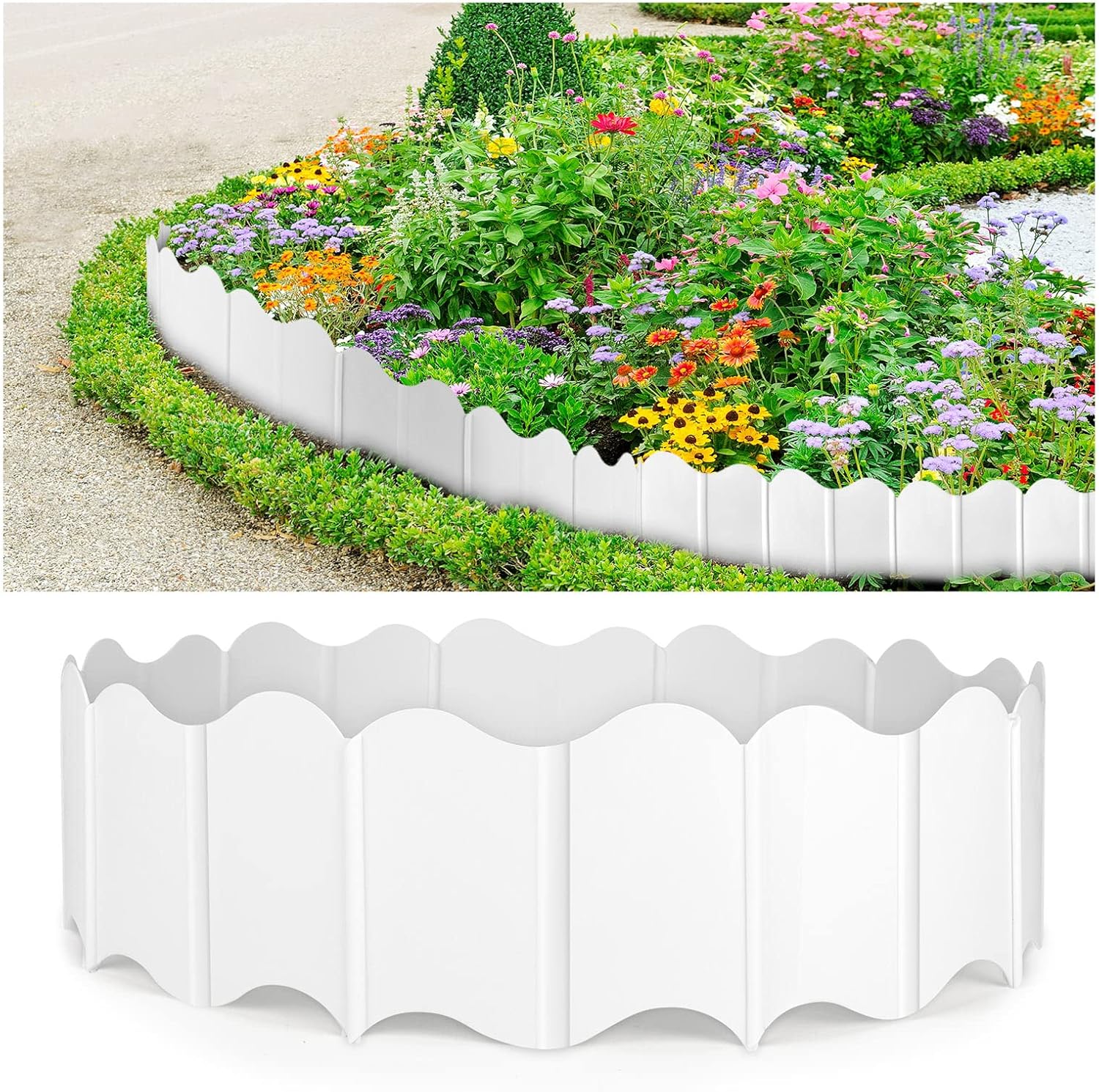 Borde de borde de jardín, 20 piezas de bordes decorativos para valla de jardín, bordes de borde de paisaje de jardín, borde flexible para cama de