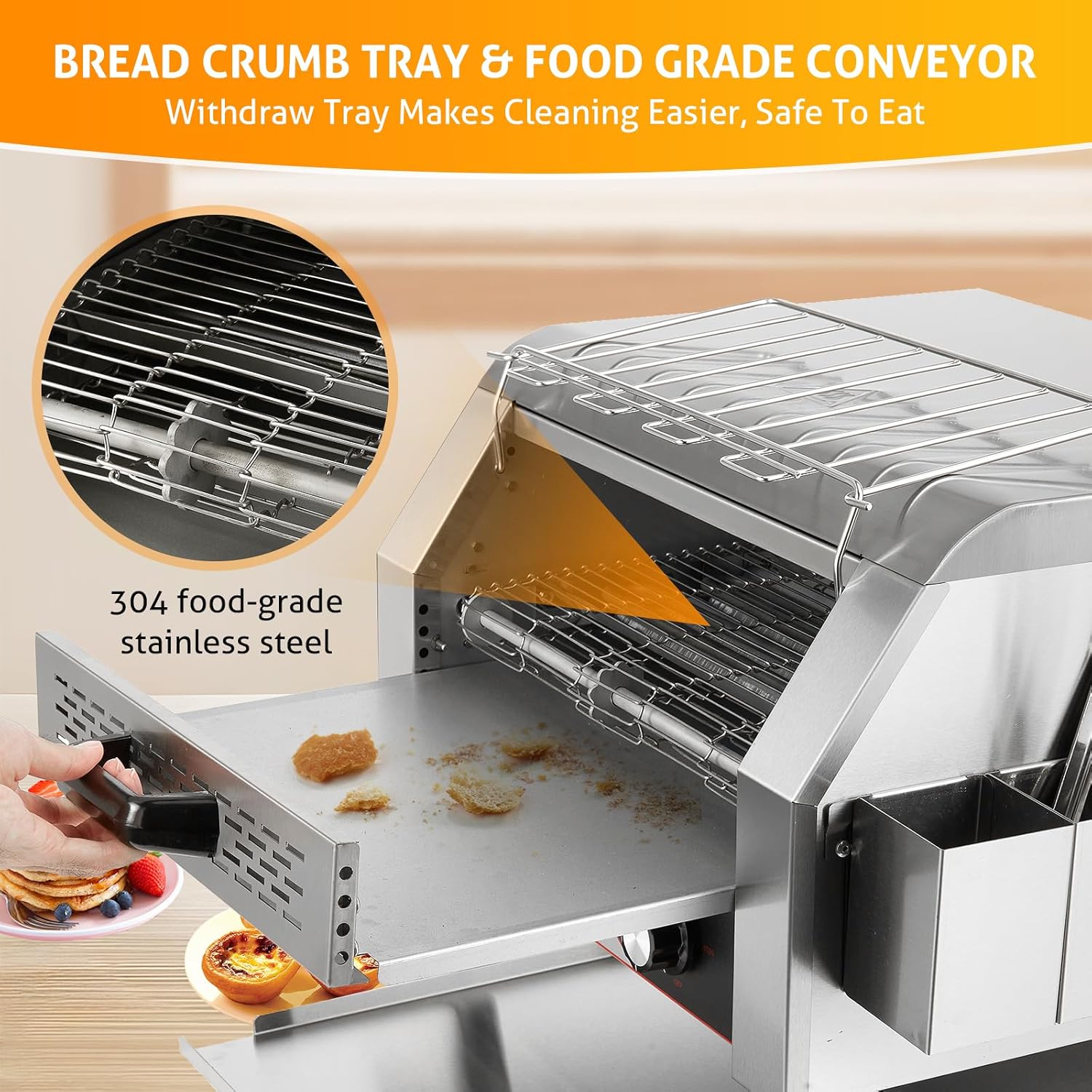 WICHEMI Tostadora comercial 450 rebanadashora tostadora transportadora eléctrica 2600 W tostadora de restaurante para pan bagel pan resistente